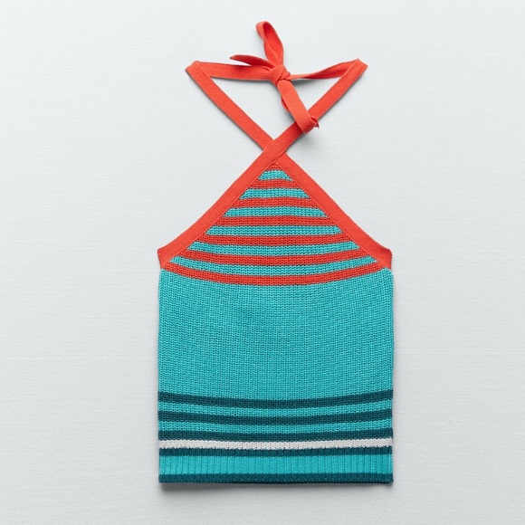 Zara multicolored halter neck knit top - Picture 4 of 7